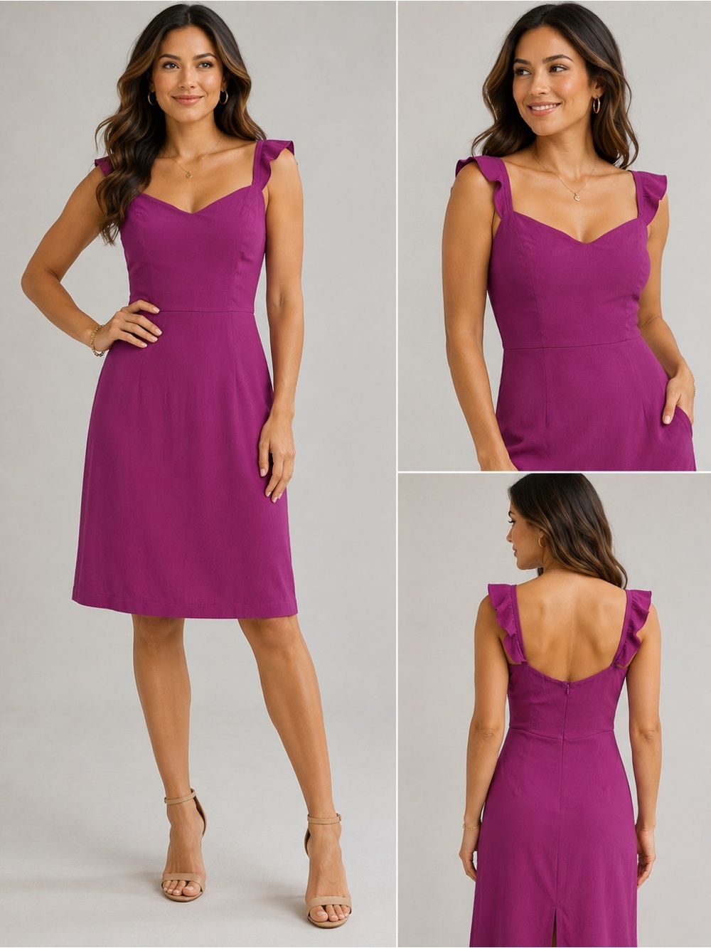 NWT ASTR The Label Purple Flutter Sleeve Midi Dress Medium